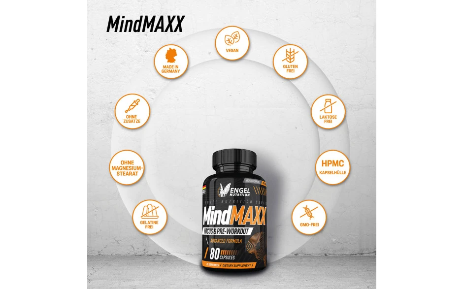 Engel Nutrition MindMAXX® Focus- & Pre-Workout - 80 Kapseln 7 Engel Nutrition MindMAXX® Focus- & Pre-Workout - 80 Kapseln – Bild 5