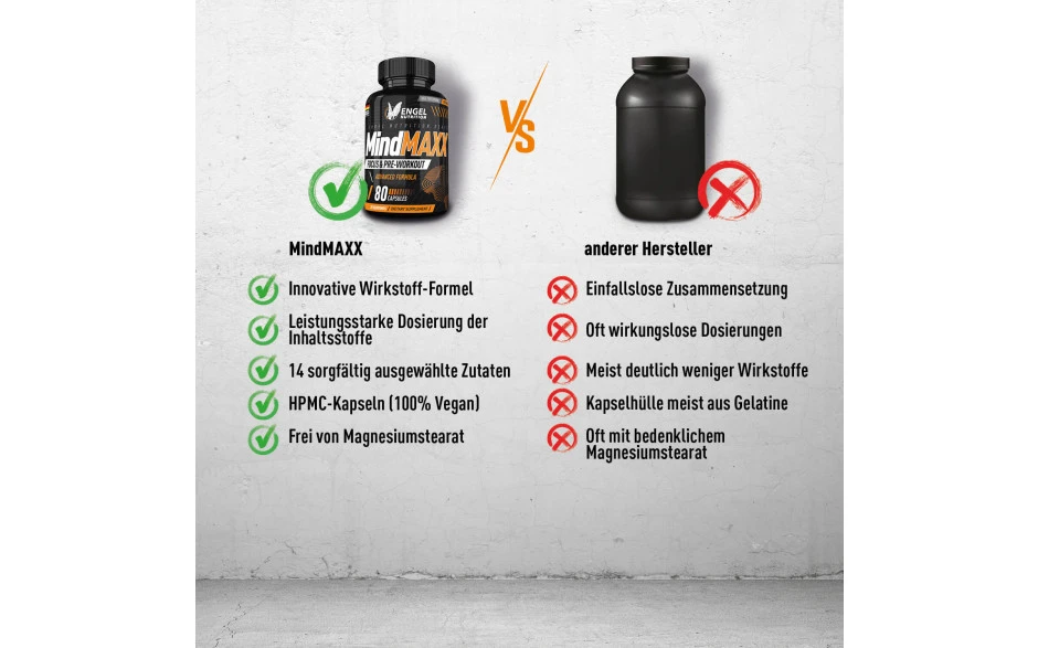 Engel Nutrition MindMAXX® Focus- & Pre-Workout - 80 Kapseln 6 Engel Nutrition MindMAXX® Focus- & Pre-Workout - 80 Kapseln – Bild 4