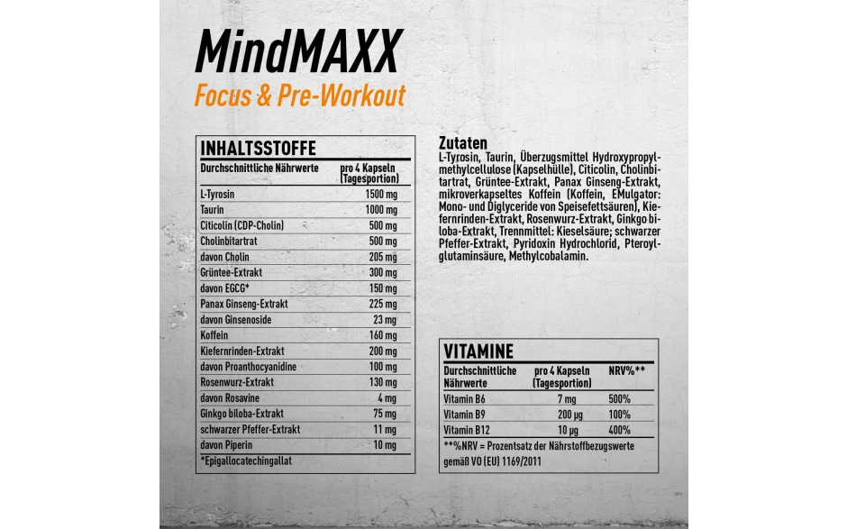 Engel Nutrition MindMAXX® Focus- & Pre-Workout - 80 Kapseln 8 Engel Nutrition MindMAXX® Focus- & Pre-Workout - 80 Kapseln – Bild 6