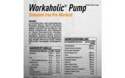 Engel Nutrition WORKAHOLIC® PUMP - 660g -Sport Verkauf workaholic pump zutaten naehrwerte 2